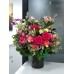 FT_09, 桃紅色玫瑰配季節性襯花 檯花擺設