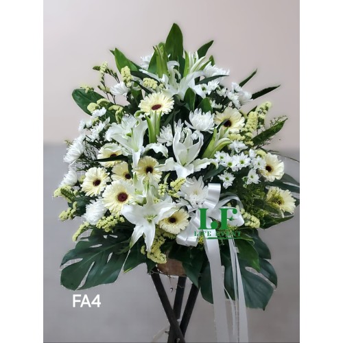 FA_04, 白色百合太陽花 帛事花籃