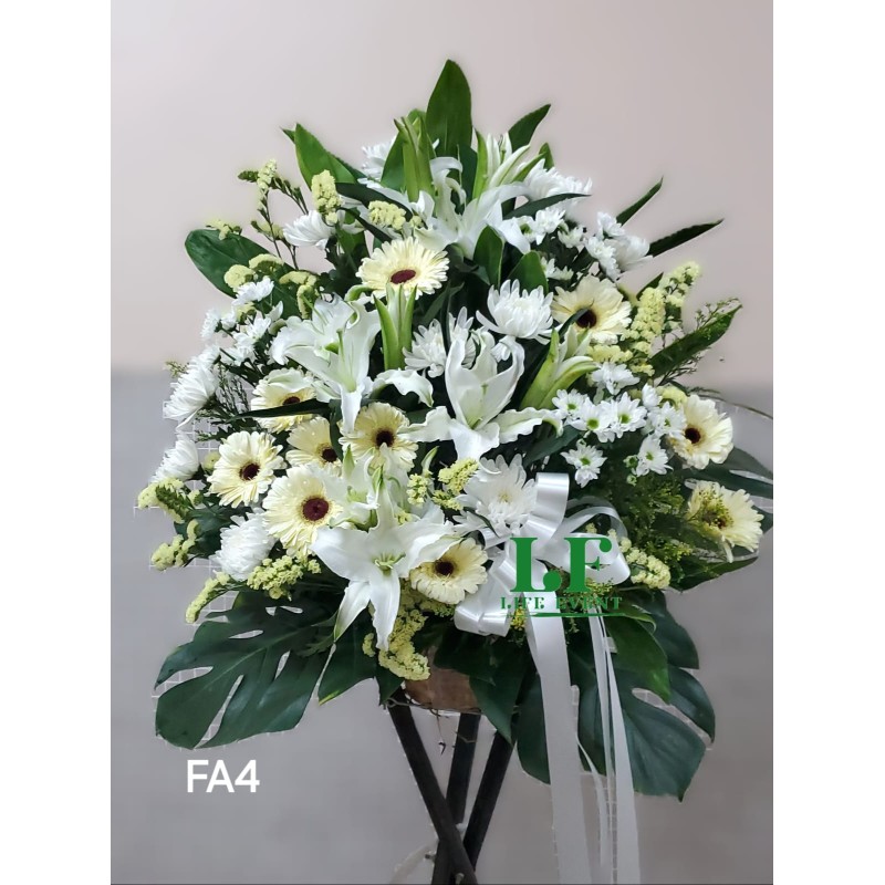 FA_04, 白色百合太陽花 帛事花籃