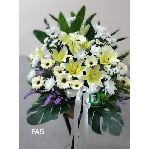 FA_05, 黃色百合白色太陽花 帛事花籃