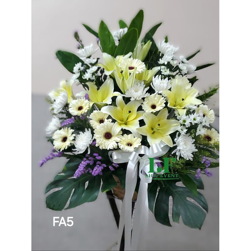 FA_05, 黃色百合白色太陽花 帛事花籃