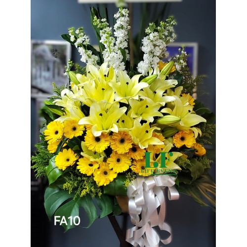 FA_10, 黃色百合太陽花 帛事花籃